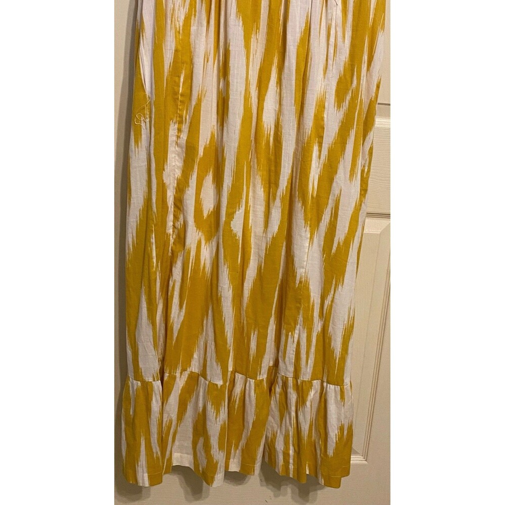 Anthropologie Maeve Cassandra Pintuck Yellow Flutter Sleeve Maxi Dress Large - Picture 4 of 16